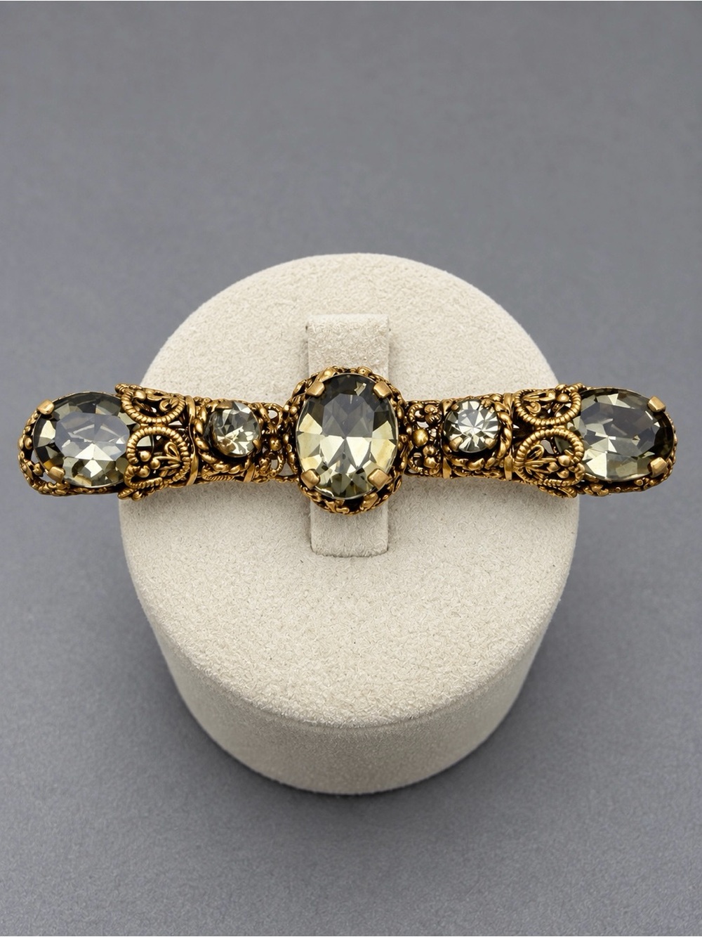 Antique Czech Bar Brooch Smoke Glass  #cz333